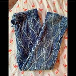 Cozy PJ Pants! Blue peacock-like pattern 🦚